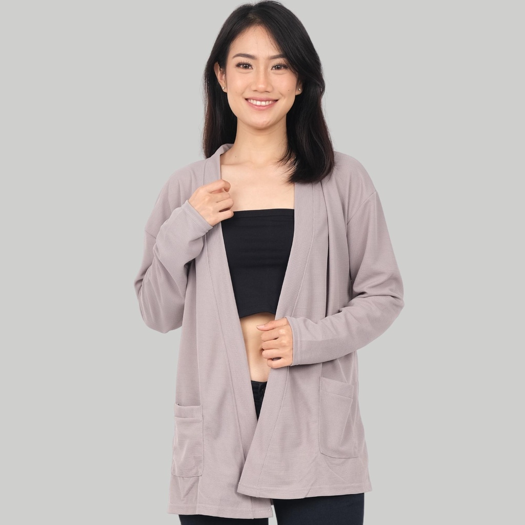 Cardigan Oversize Wanita Bahan Waffle Co02Pa