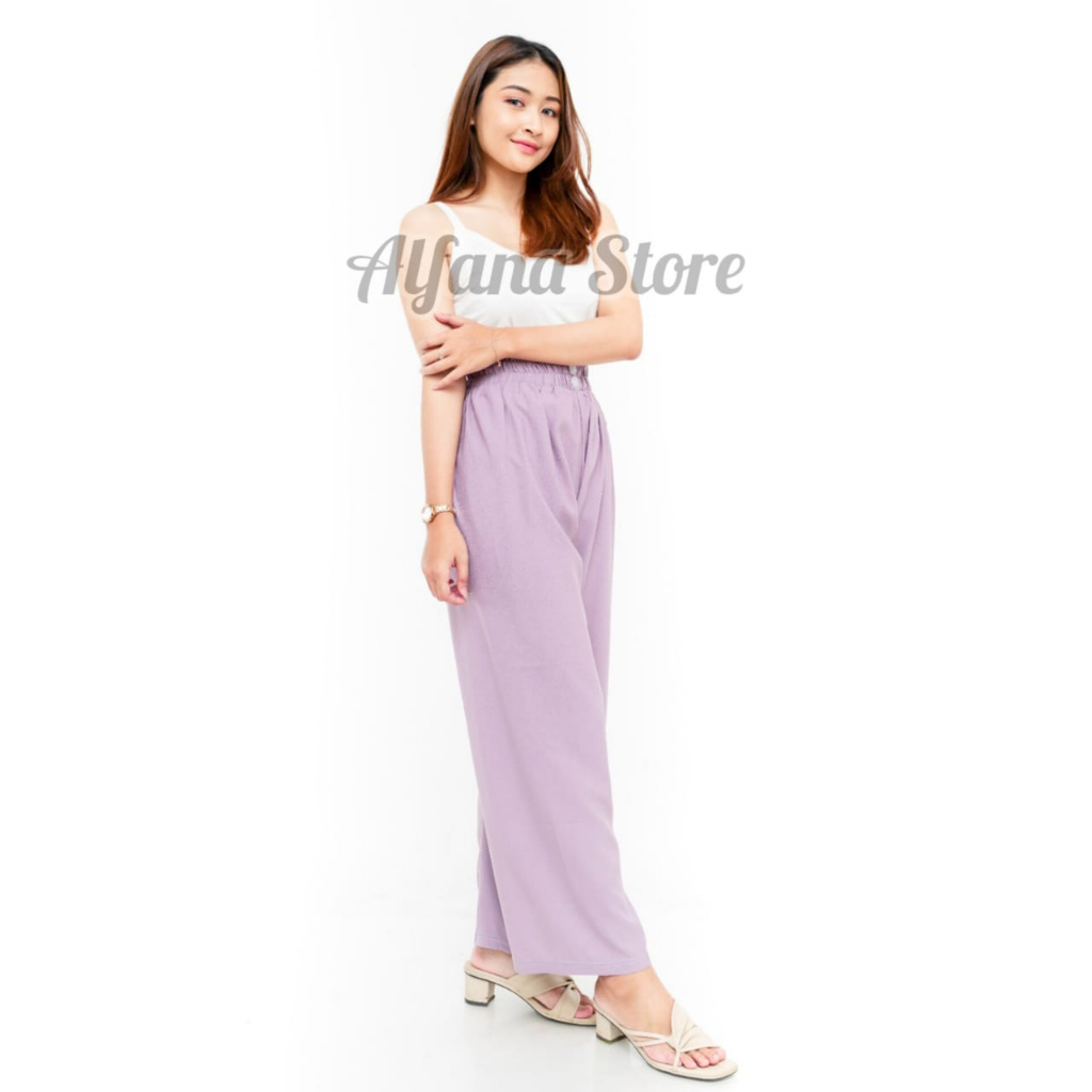 KULOT CRINKLE AIRFLOW Kancing Dua Loose Pants Celana Panjang Highwaist Wanita Kekinian