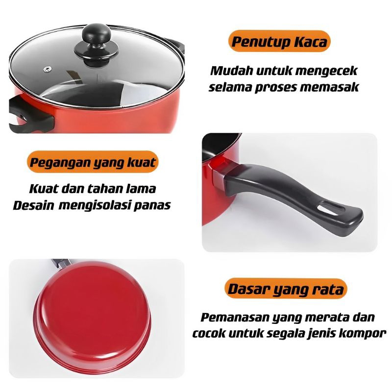 Panci Dan Wajan Penggorengan Teflon Set Isi 3 Pcs⭐ Toko10 ⭐