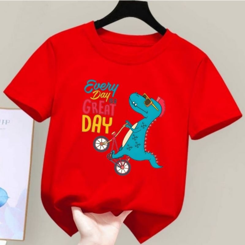 DUNIA.OBLONG-Kaos Anak Unisex Gambar Dino Every Day Baju Anak Laki Laki Dan Perempuan Kaos Distro Anak Cowok/Cewek