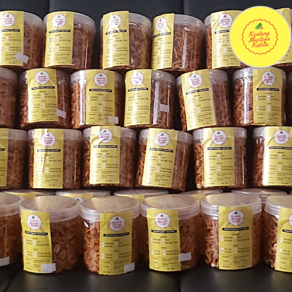 

Ay00! Kering Kentang Mustofa Kabita (Toples 600ml 200gram) Bekal Traveling Cemilan Renyah Halal