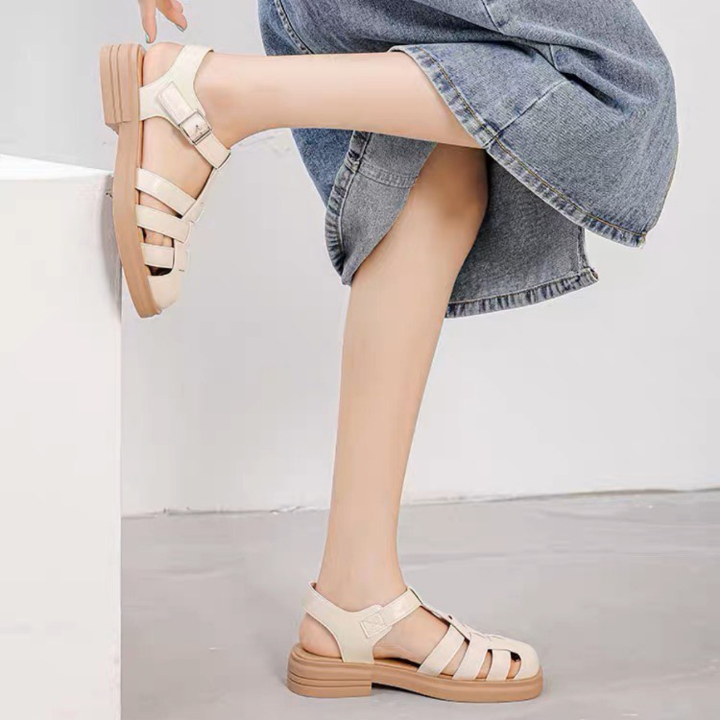 10334 Sandal Tali Wedges Wanita Import Murah Sendal Strappy Women