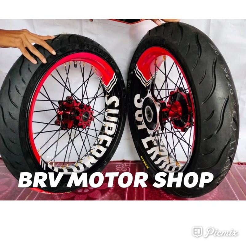 Pelek SuperMoto Crf150 Honda Crf150L 300-350-17 full Set Siap Pakai