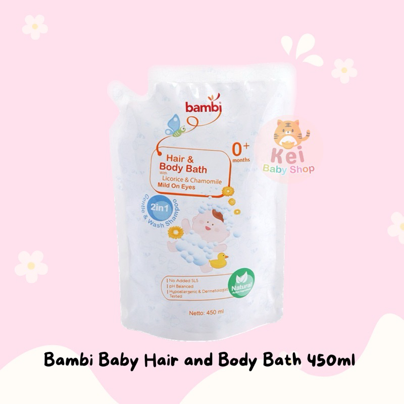 Bambi Baby Hair and Body Bath 450ml Refill / Sabun Shampoo Bayi 2in1