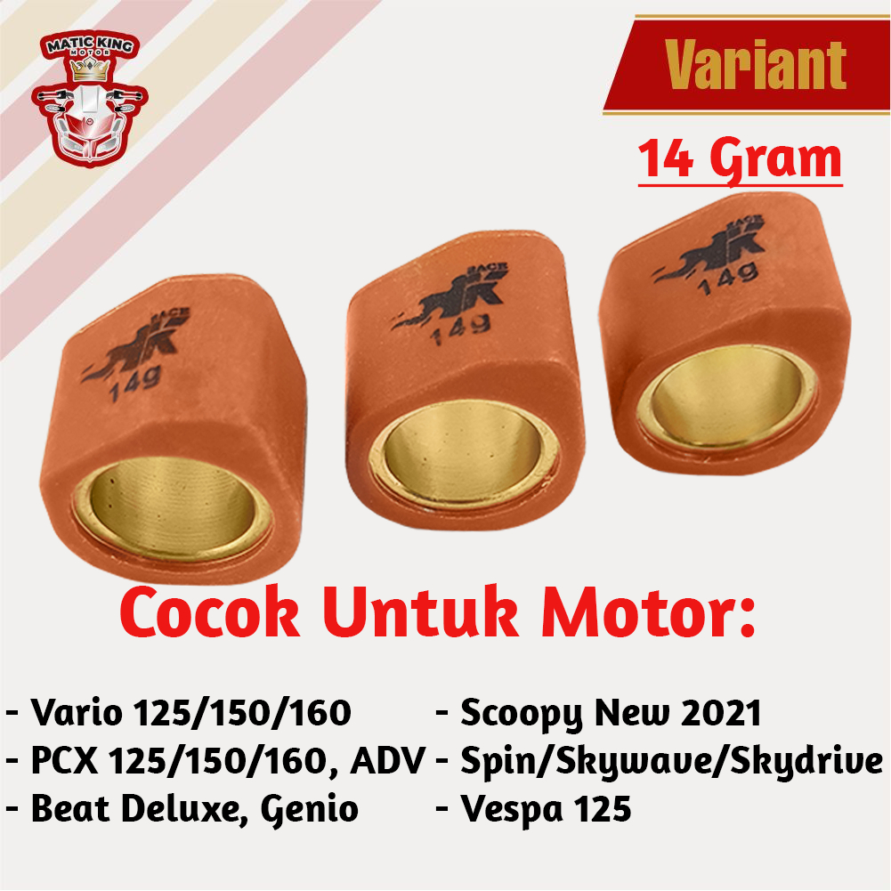 Sliding Roller Vespa IGET S LX 125 cc 09 10 11 12 13 14 15 17 gram Race K  3 Butir