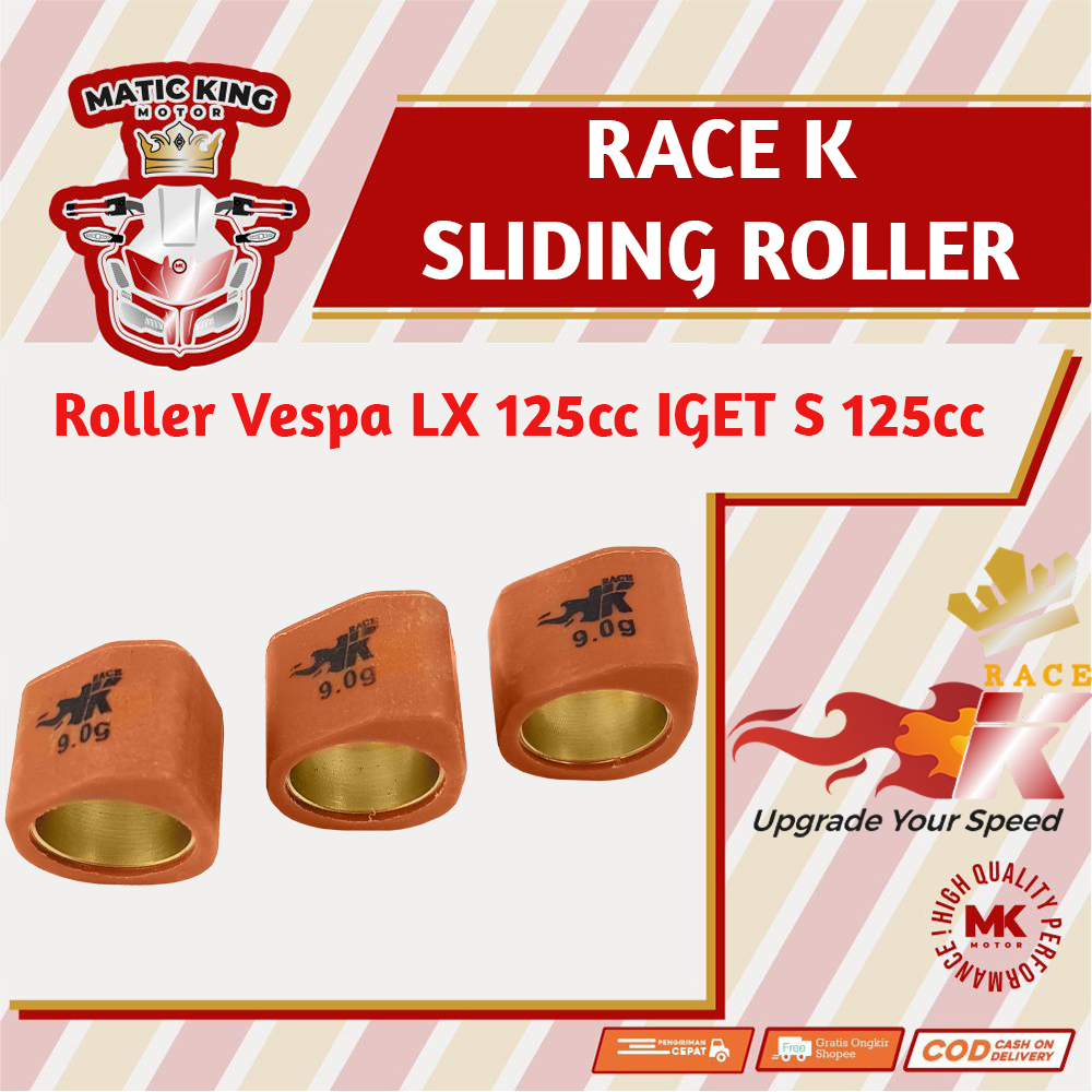 Sliding Roller Vespa IGET S LX 125 cc 09 10 11 12 13 14 15 17 gram Race K  3 Butir