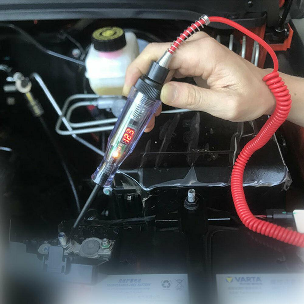 Pena Tester Sirkuit Listrik Digital Portabel 6v 12v 24v Dengan Kabel Pegas 2.8M Untuk Otomotif Mobil Truk