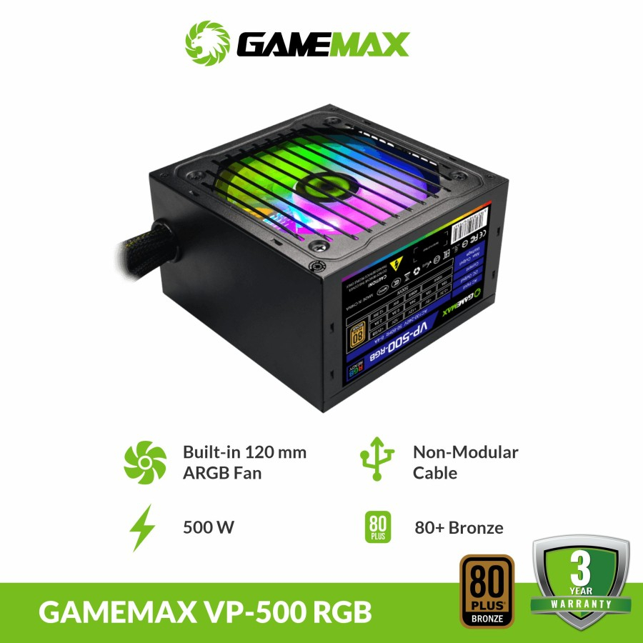 Gamemax VP-500 RGB Power Supply 500W 80+ Bronze