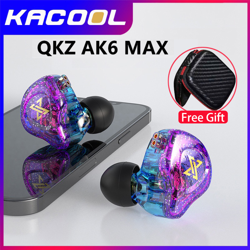 QKZ AK6 MAX In-Ear Monitor Dinamis Earphone HiFi Bass Kabel Sport Headphone Gaming Headset Reduksi Kebisingan with Mikrofon