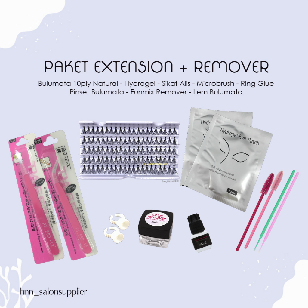 Eyelash Extension Paket Bulu Mata Tanam Plus Remover Pembersih Lem Bulumata