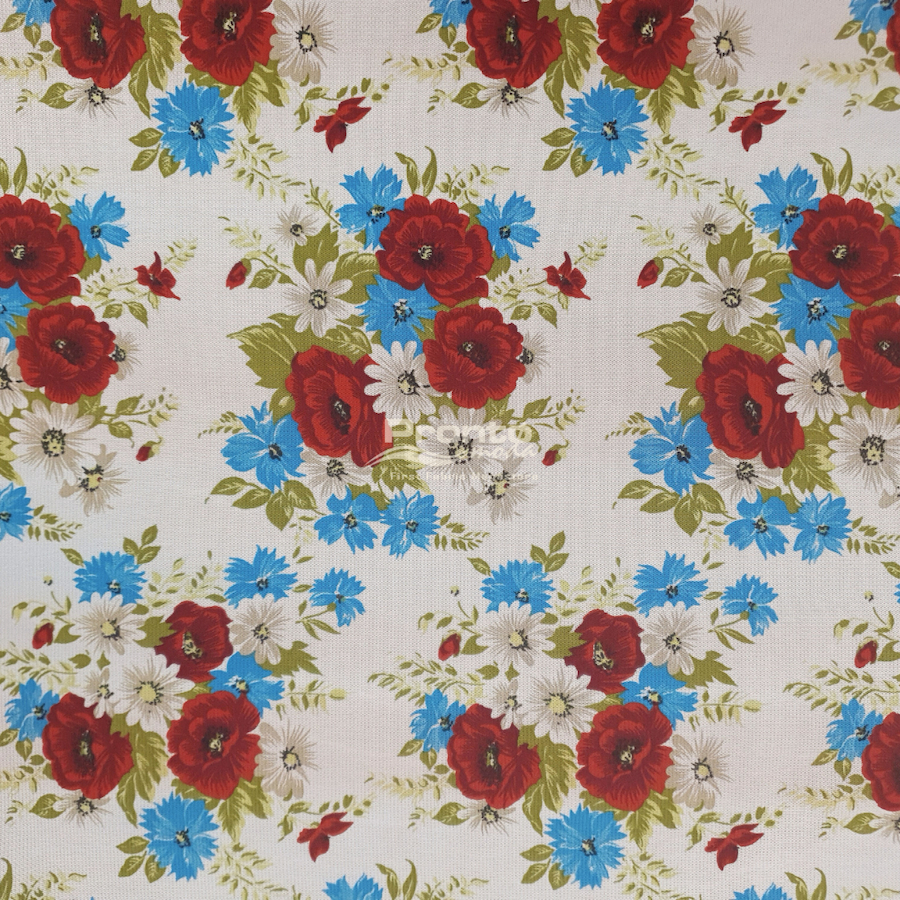 Tulle Stretch Putih Gading Motif Floral