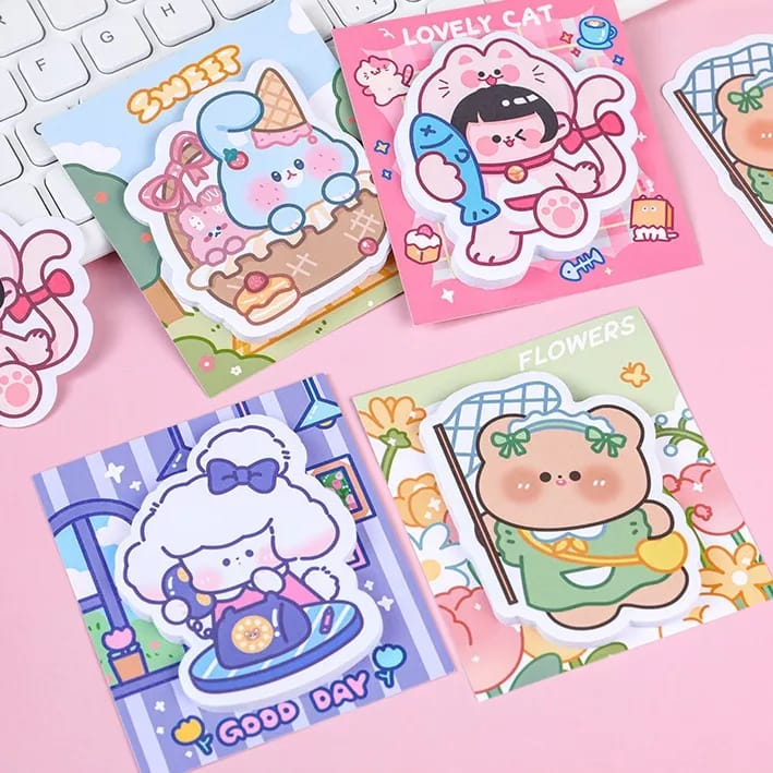 Sticky Notes Kartun Lucu Bear Cat Girl
