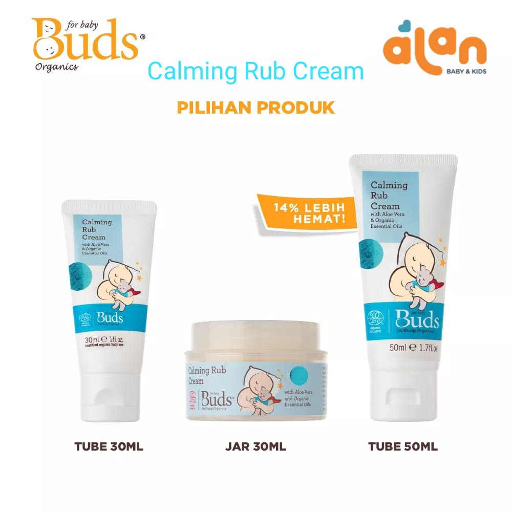 Buds Organic Calming Tummy Rub Cream - 30ml &amp; 50ml / Krim Penghangat Tubuh &amp; Pereda Kolik Bayi