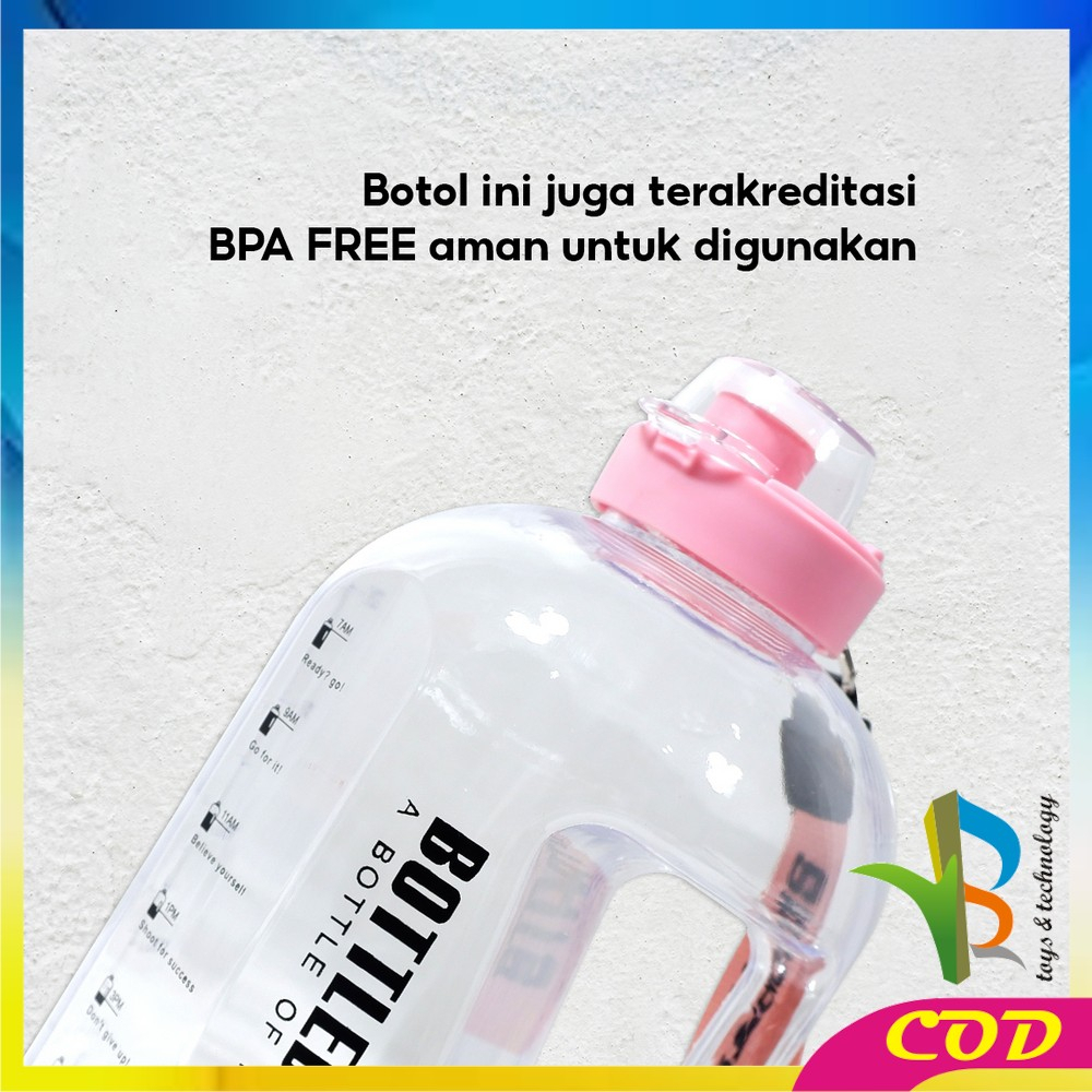 RB-C470 Botol Minum Transparan 2200ML Tumblr Botol Gym Bottle / Tempat Botol Minum Olahraga Ukuran Besar BPA FREE