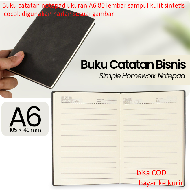 

Buku catatan notepad ukuran A6 80 lembar sampul kulit sintetis cocok digunakan harian sesuai gambar