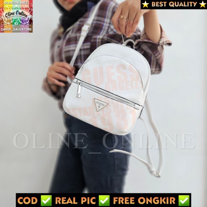 (WODB) tas ransel manhattan wanita backpack size besar large medium jumbo mommy diaper bag fashion logo 4g brown coffee black punggung bp girl carry all gb