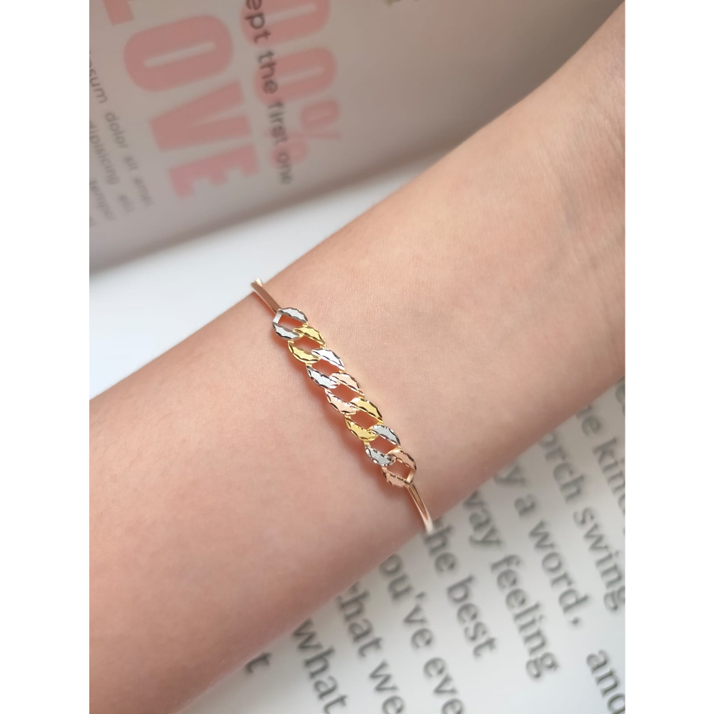 Gelang Bangle Fashion 3 warna emas muda kadar 300 6karat emas asli ubs