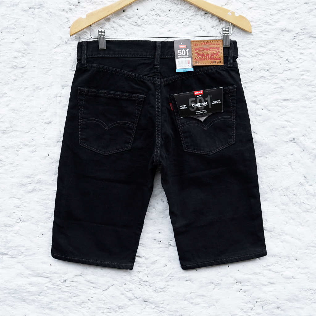 JEANS LEVI'S 501 KANCING - Jeans Pendek Pria Black Wash - Original Import