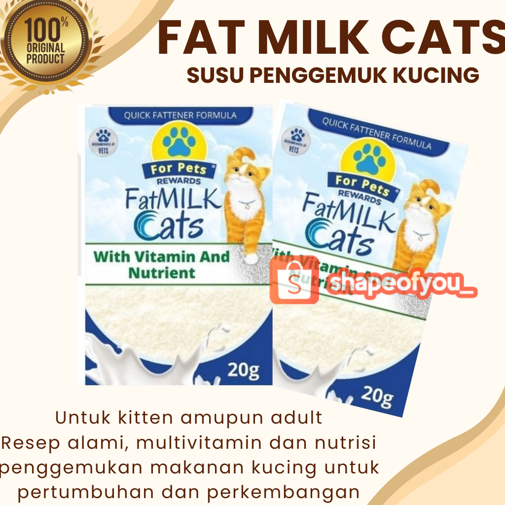 Fat Milk Cat Susu Penggemuk Kucing 20gr Susu Fatmilk Kitten Anak Kucing Baru lahir