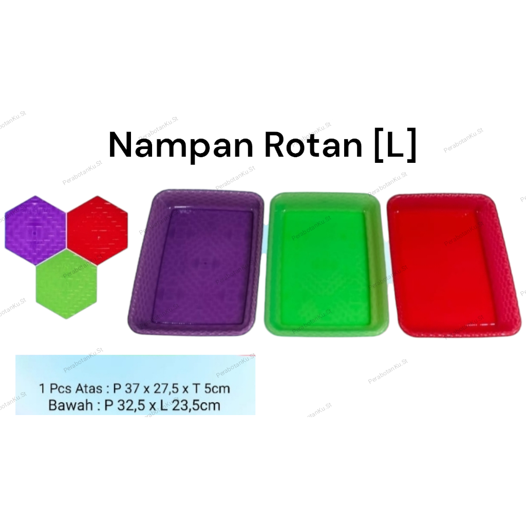 (SUPER MURAH) NAMPAN ROTAN PLASTIK (L)/ BAKI SERBAGUNA / NAMPAN SEGI PLASTIK / TRAY SAJI