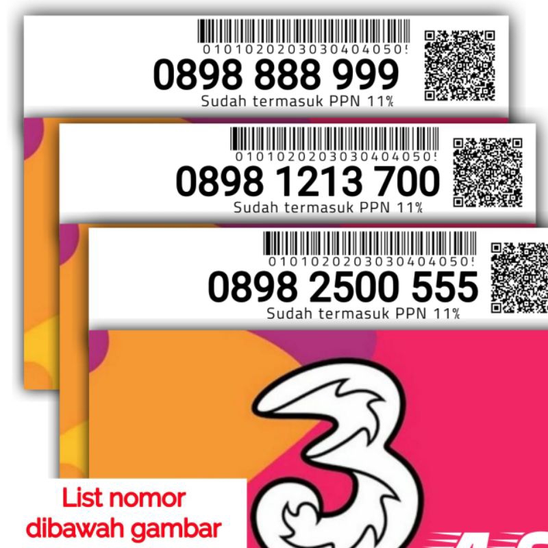 perdana 11 Digit nomor cantik ekor 888, 999 dll