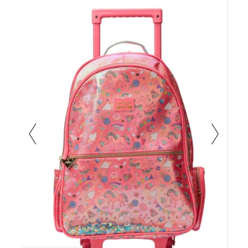 Smiggle Fiesta Trolley Backpack with Light-up Wheels troli troly trolly original Ori asli bag tas tr