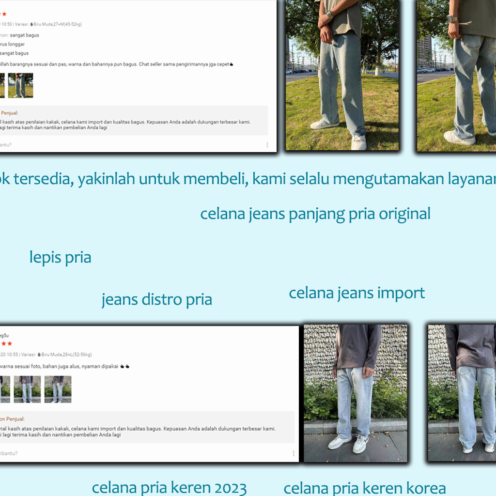 【hiphop】Baggy pants celana jeans pria standar straight loose jeans celana kulot jeans oversize pria longgar dewasa korean style jumbo