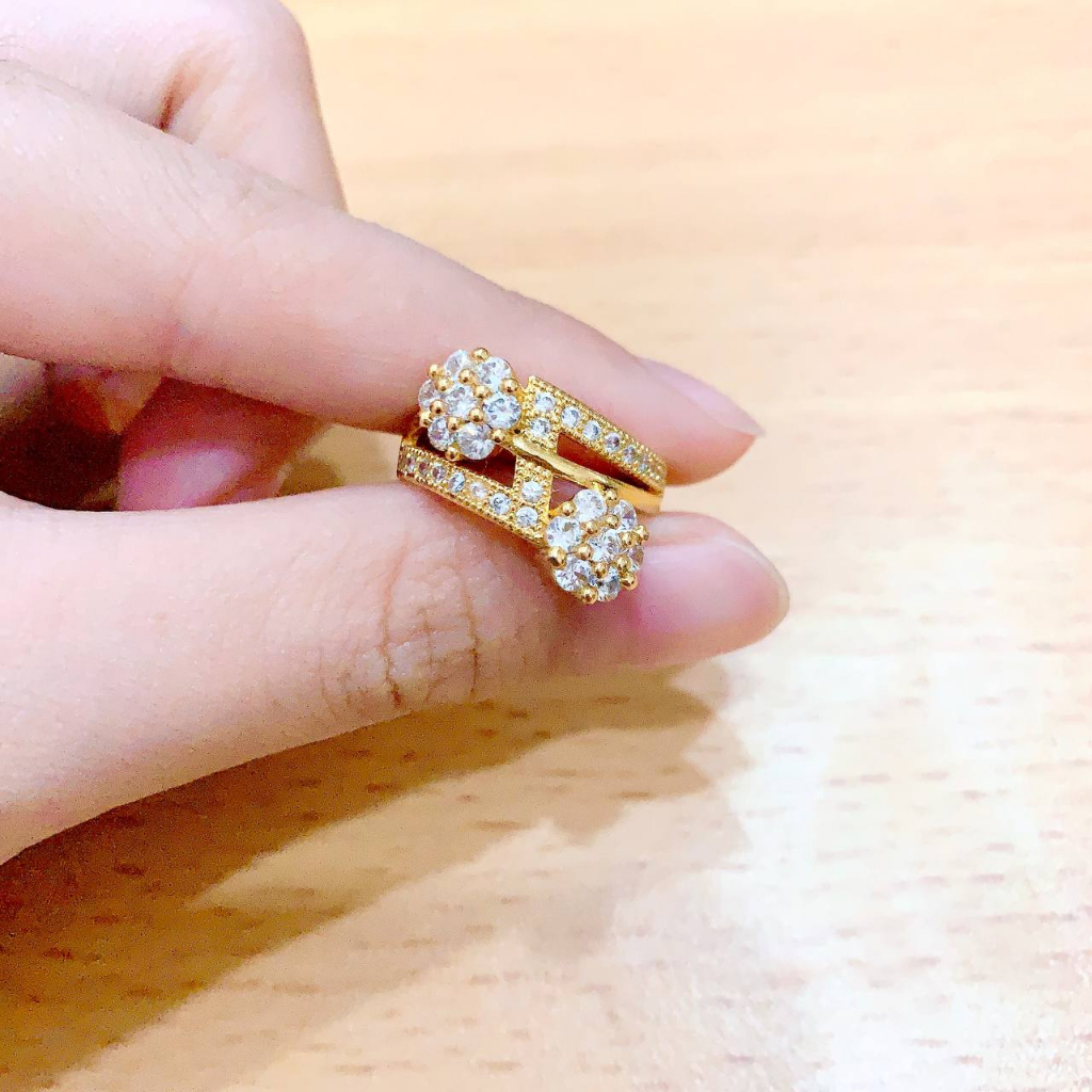 JT - Cincin Gold 2 Mata Bunga Emas Xuping