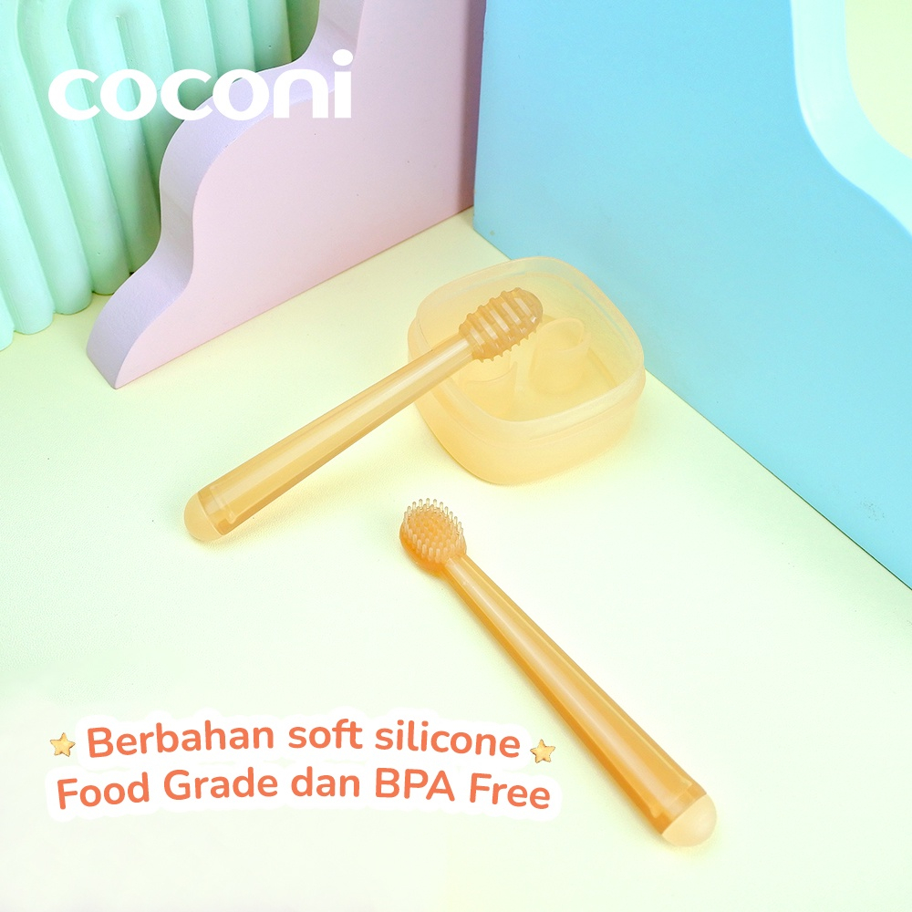 COCONI Baby Oral Care Pembersih Mulut Bayi Silikon Set Sikat Lidah Bayi Sikat Gigi Bayi isi 2 pcs