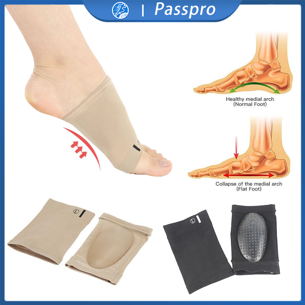 1 Pasang Arch Flat Foot Cushion Insoles Terapi Silikon Telapak Kaki Datar Pelindung Kain Sol Kaki Be
