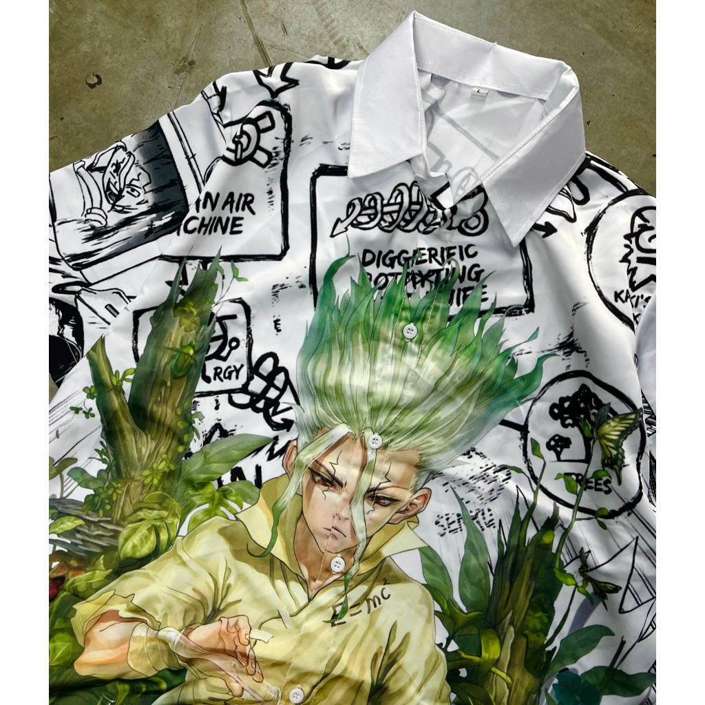 Kemeja Dr Stone Senkuu Anime Manga Premium Unisex