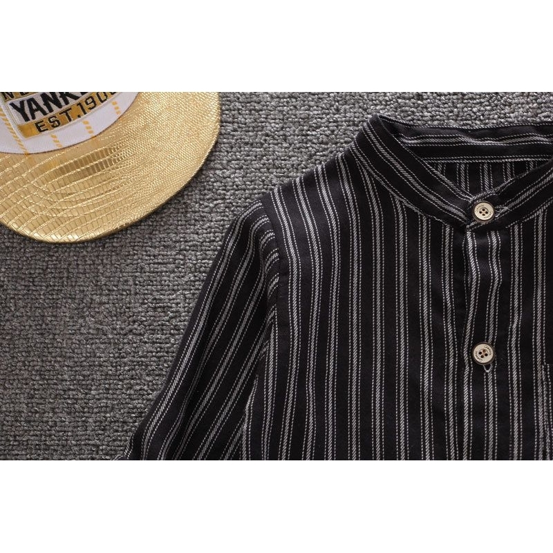 NEW kemeja atasan anak - anak model teebaru korea style baju anak kemeja garis garis model elegan model casual kemeja garis hitam dan garis putih kemeja terbaru atasan anak kemeja murah bagus kemeja menarik