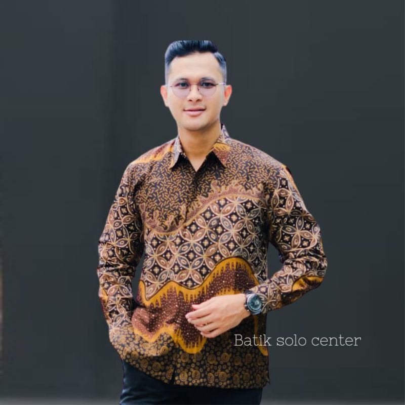 abstrak kemeja batik pria lengan panjang