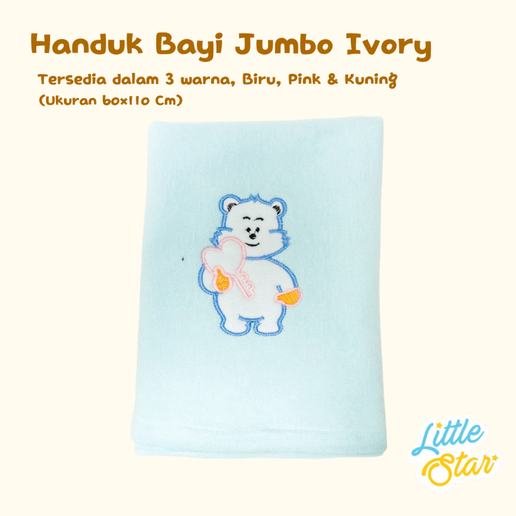 Handuk Bayi Lembut Baru Lahir Premium Ivory Ukuran Jumbo 110x60 Cm