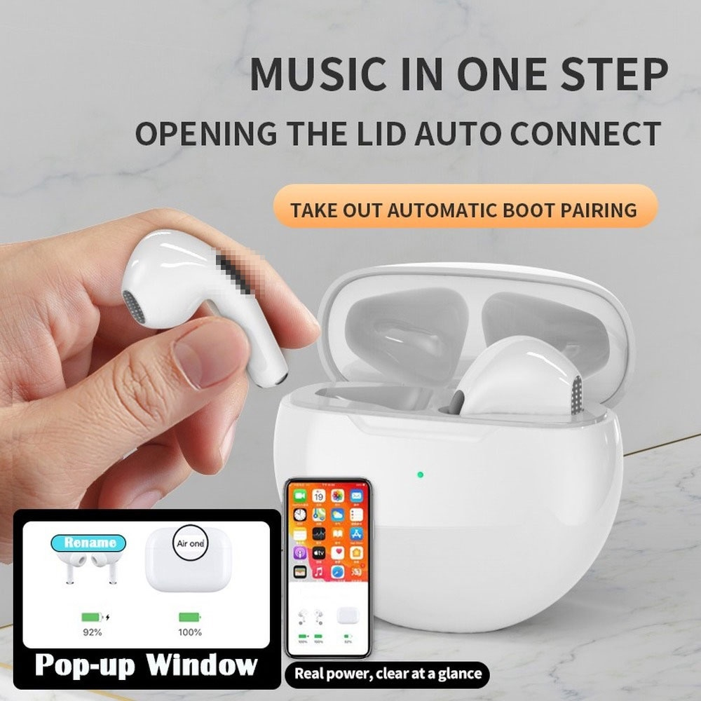 VICLOOK COD Airpods Inpods Pro 6 TWS Earphone Bluetooth Nirkabel Kontrol Sentuh Headset Bass Stereo 9D Headphone Olahraga Dengan Casing Kartun Lucu