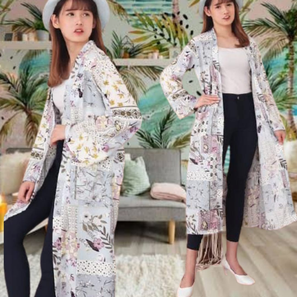 Long Cardigan Kardigan Panjang Kimono Import Motif Bunga