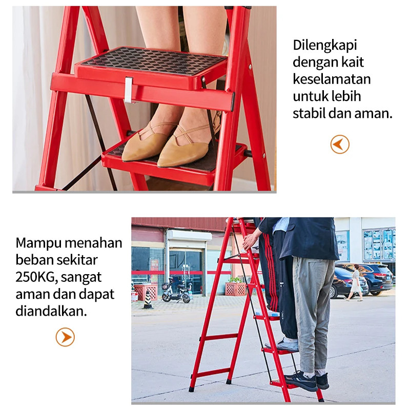 5 Step Tangga Rumah Lipat Tangga Besi Lipat Household Steel Ladder / Baja Karbon Tangga Lipat