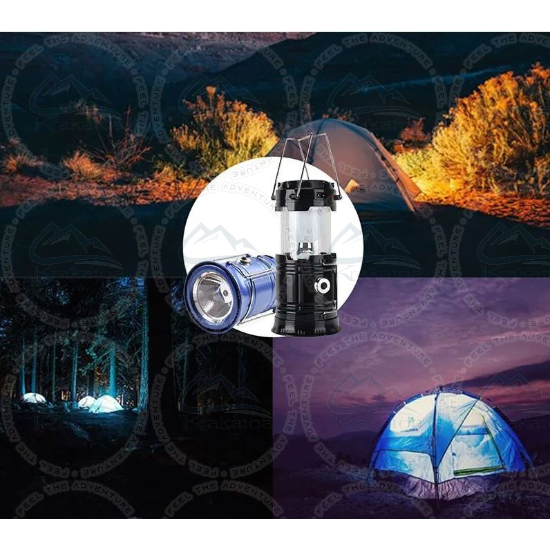 Lampu Emergency + Senter Tahan Air - Lentera Tenda Camping LED - Cas &amp; Tenaga Surya - Emergensi Lamp