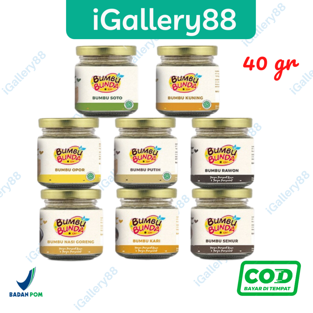 

Bumbu Bunda Elia Bumbu Non MSG / Bumbu MPASI / Bumbu Soto Bumbu Opor Bumbu Kari / Nasi Hainan / Semur / Rawon