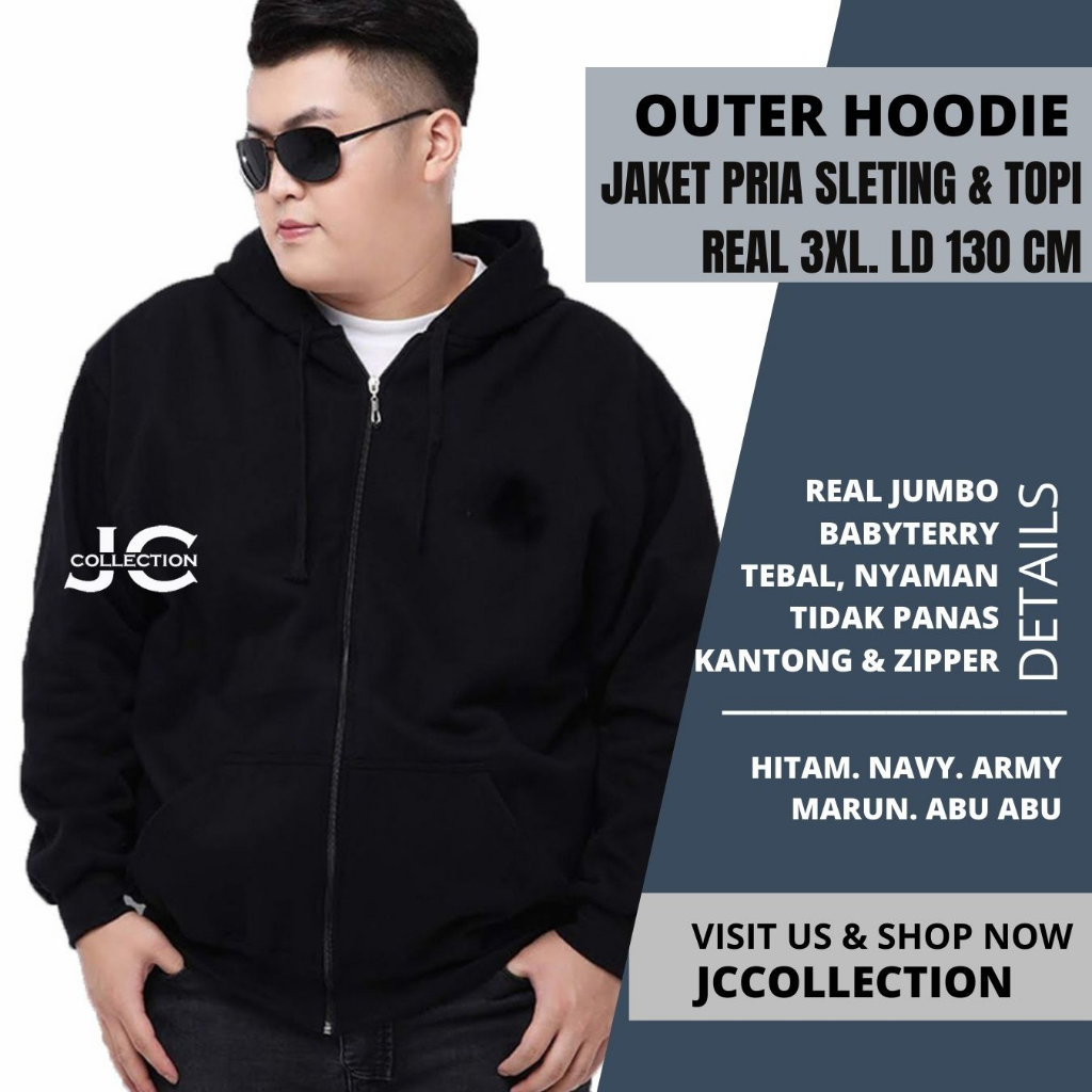 Jaket Resleting Pria Big Size Jumbo Julius 3XL -JCCollections