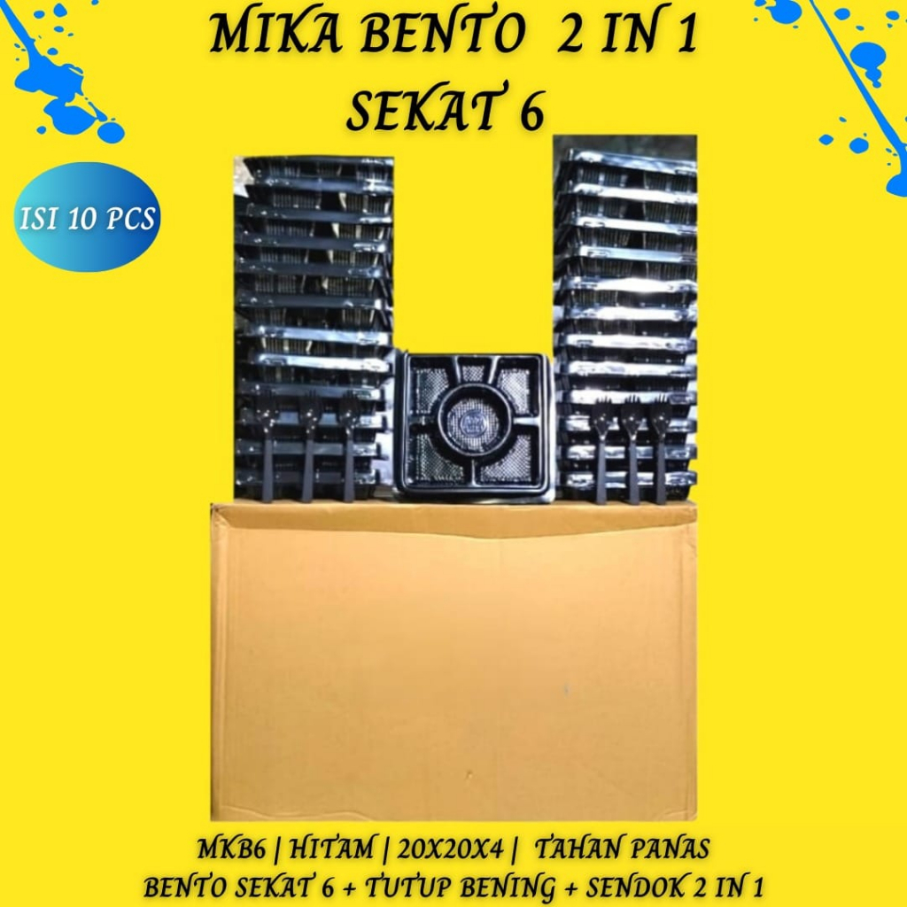 Mika Bento Sekat 6 Plus sendok 2 In 1 (Isi 10 Pcs-MKB6)