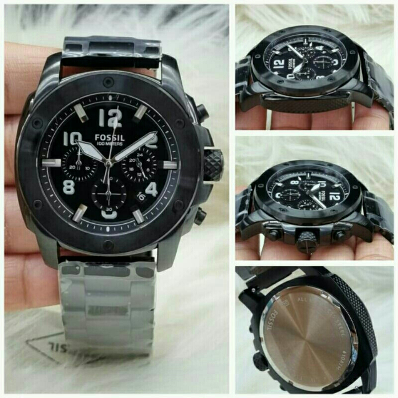 Jam Tangan Pria Fossil Batre Crono All Stainless Strap Rante Kualitas Original
