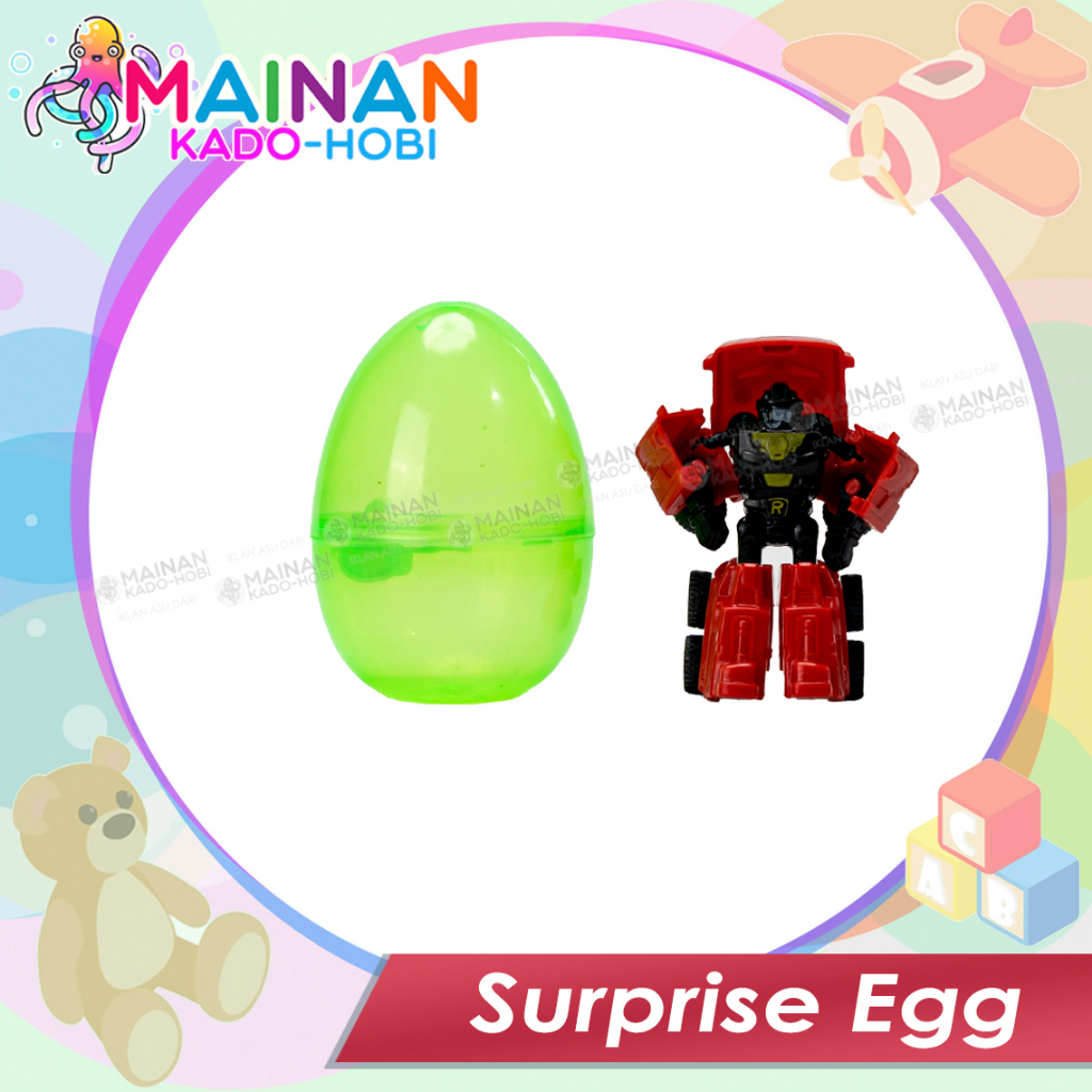 MAINAN SENSORIK ANAK SURPRISE EGG TELUR KARAKTER DEFORMED MOBIL ROBOT