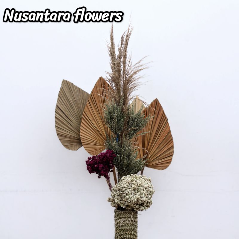 paket lengkap bunga kering+vas mendong+bunga kering buket besar/Dekorasi/rustic