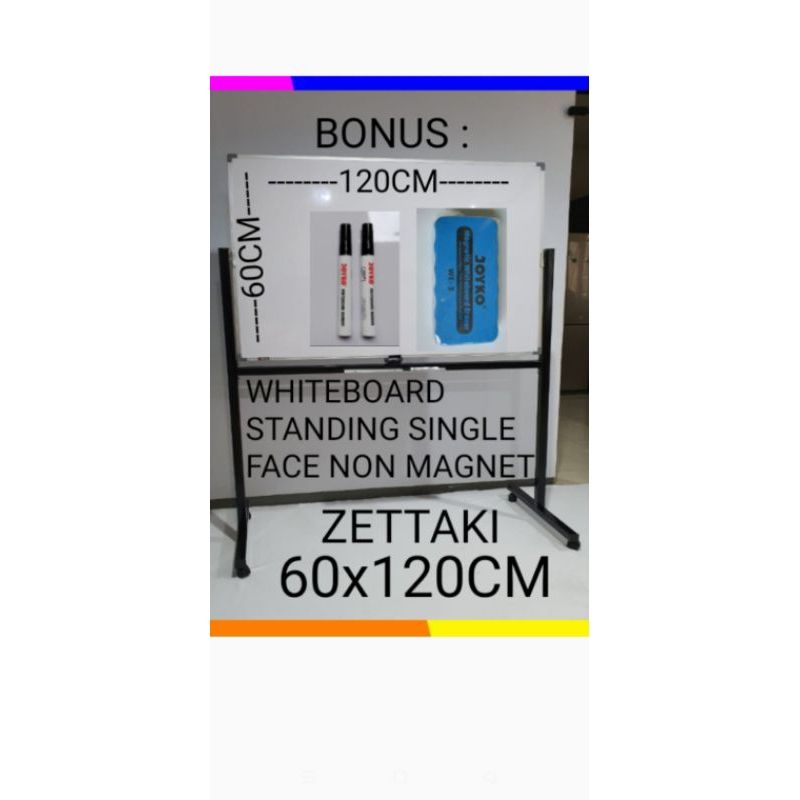 

PAPAN TULIS WHITEBOARD STANDING NON MAGNET SINGLE FACE 60X120CM