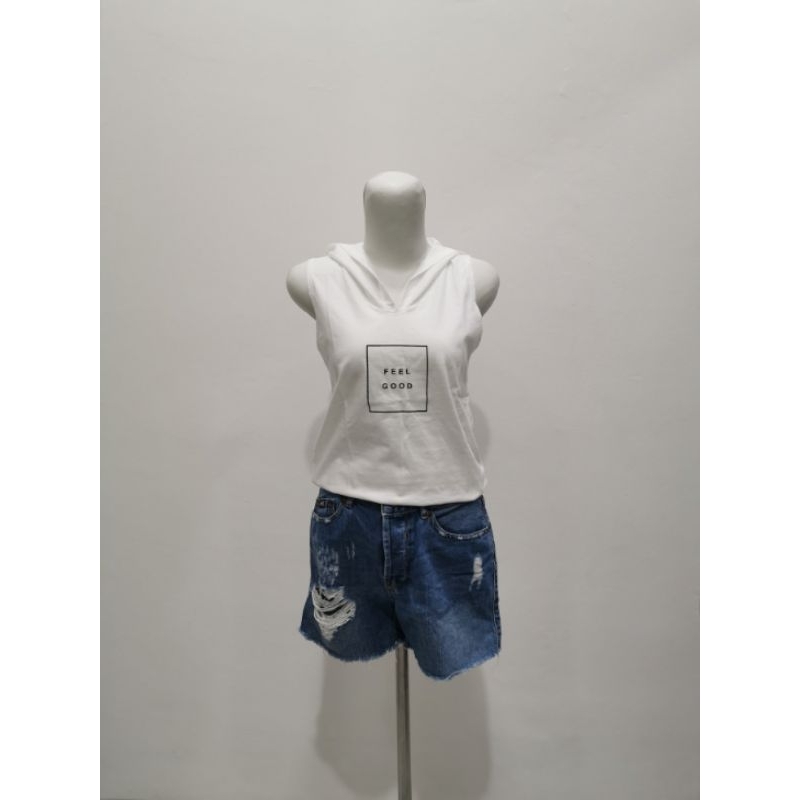 KAOS TANPA LENGAN-KAOS THAILAND REMAJA-KAOS SANTAI WANITA-KAOS HOODIE FEEL GOOD-HOODIE TANPA LENGAN 