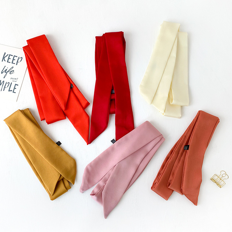 SIMPLE SOLID COLOR LONG NECK SCARF SYAL SELENDANG PANJANG WANITA POLOS TWILLY SHAWL BAG TAS AKSESORIS LEHER CEWEK