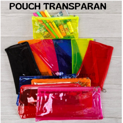 

Tepak / Tempat Pensil Resleting Tansparant Florecent Bening