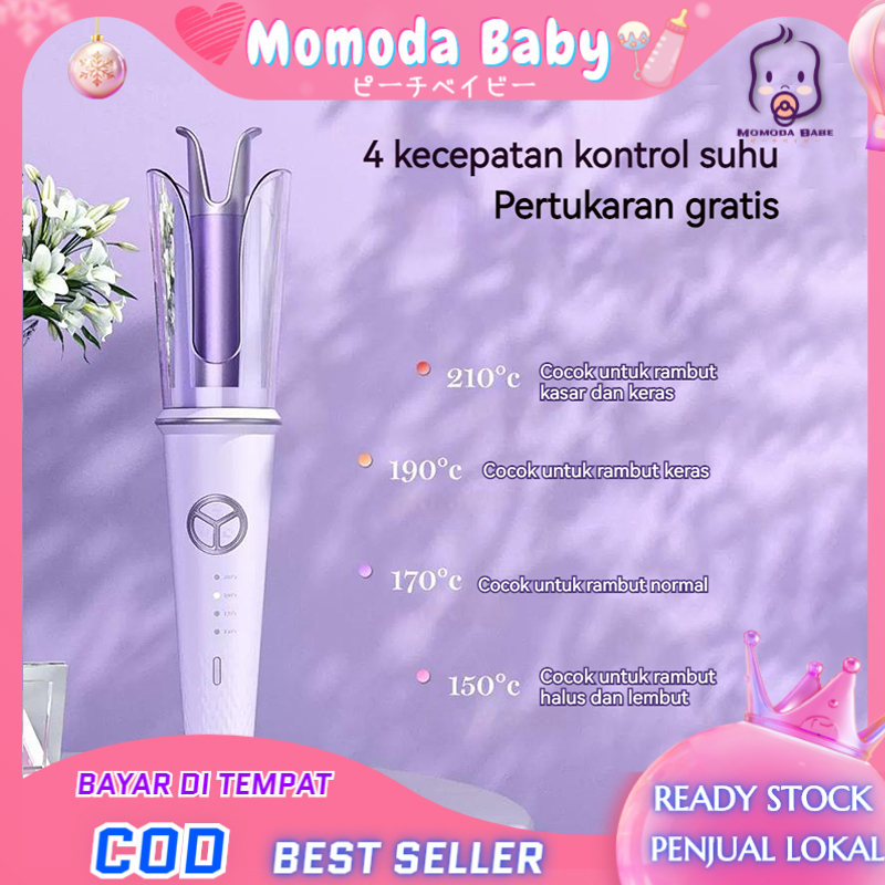 MOMODA Penjepit Rambut Otomatis 28mm Tiktok Style 4 Temperatur 4 Suhu Panas Cepat 360 Berputar