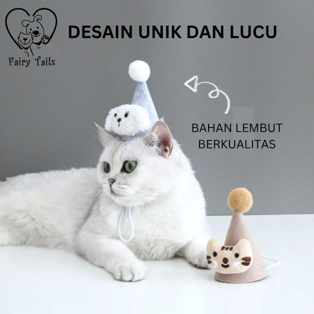 Topi Pesta Ulang Tahun Untuk Anjing dan Kucing Anabul Aksesoris Topi Model Boneka Lucu / Birthday Party Plush Hat Accessories For Pet / Aksesoris Ultah Anabul